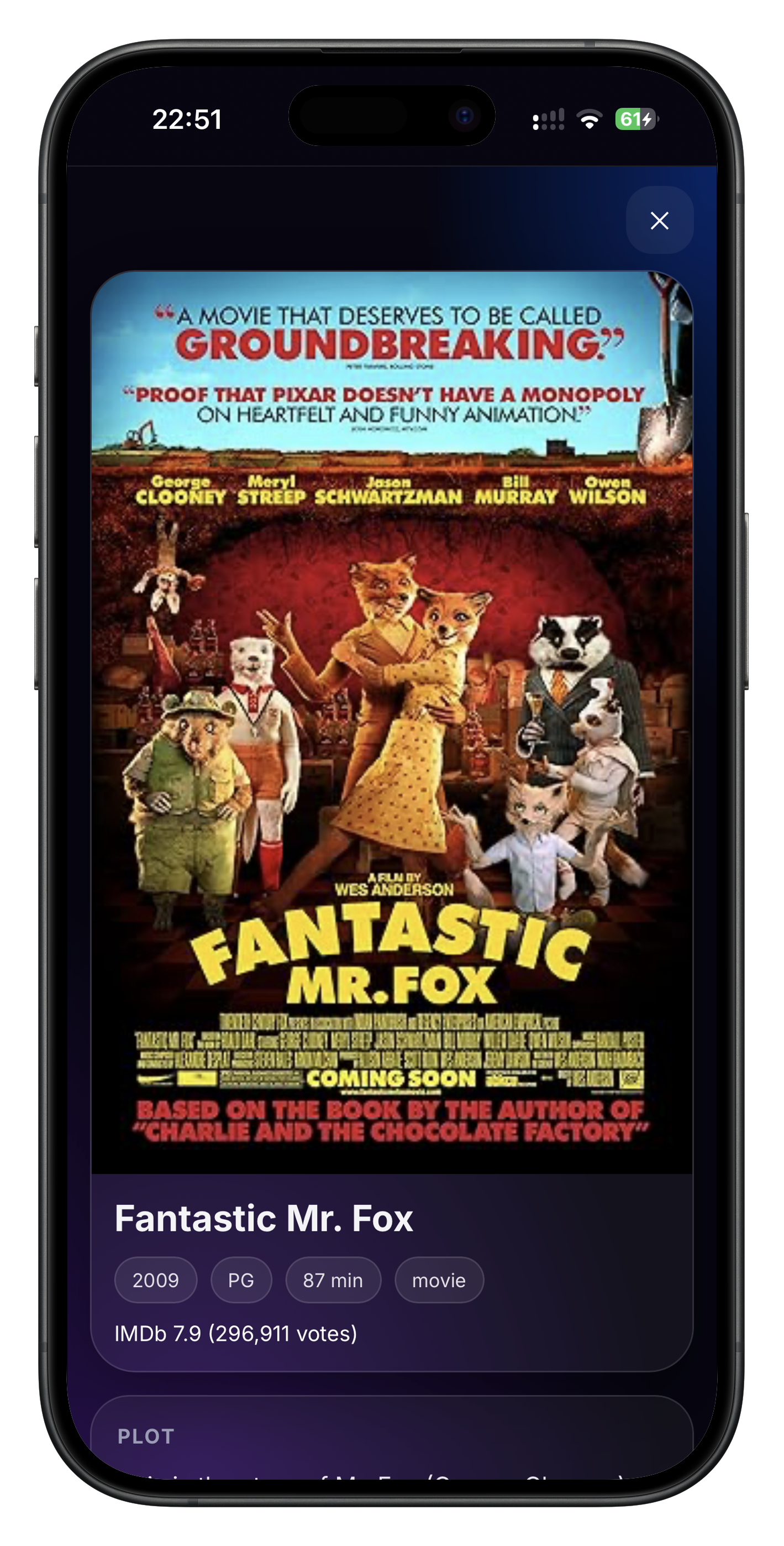Film details screen